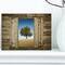 Designart - Window Open To Solitary Tree - Modern Landscape Canvas Art